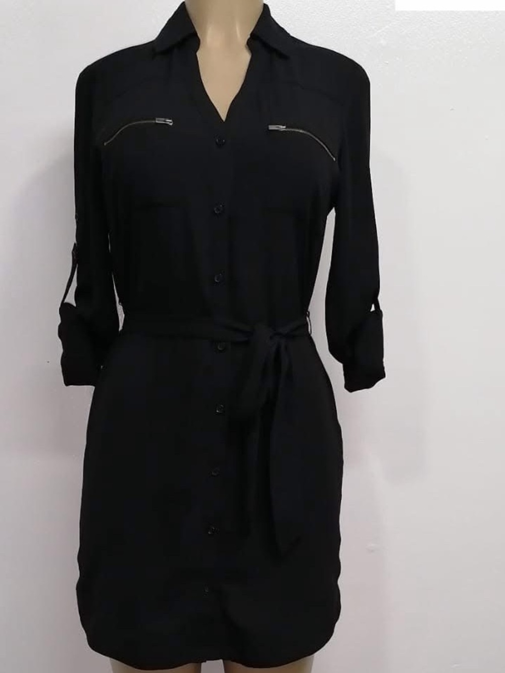 Express Black Shirt Dress with Waist Tie size S